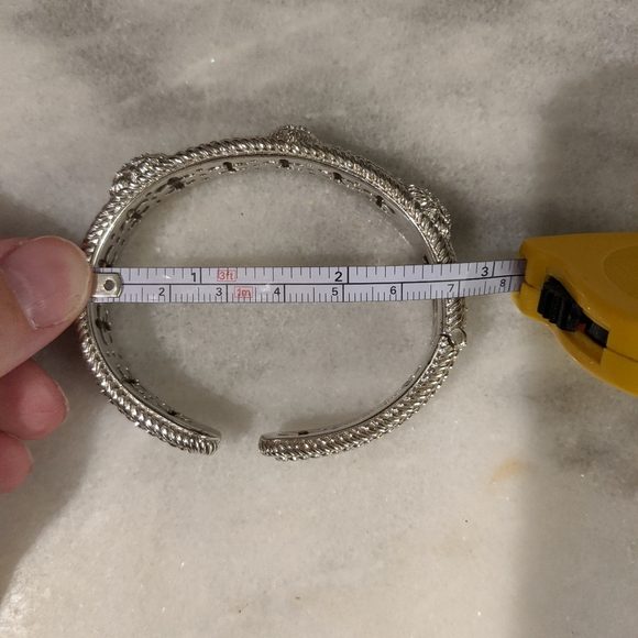 Judith Ripka Silver Cuff Heart Pave Bracelet - Picture 5 of 7